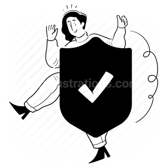 shield, protection, privacy, confirm, checkmark, antivirus, woman, people