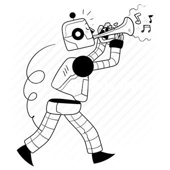 robot, robotics, ai, artificial, intelligence, music, instrument, trumpet