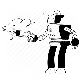 robot, robotics, ai, artificial, intelligence, police, gun, protection, safety