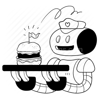 robot, robotics, ai, artificial, intelligence, waiter, service, restaurant, burger