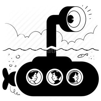 submarine, team, teamwork, group, people, underwater, sea, ocean