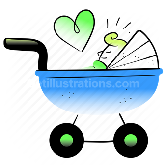 heart, love, stroller, child, infant, newborn
