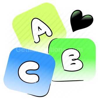 letter, education, learn, study, heart, alphabet