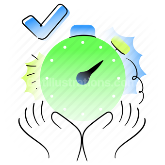 hand, gesture, timer, stopwatch, time, checkmark