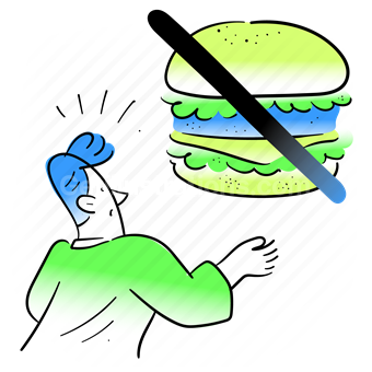no, prohibited, burger, junk food, food, diet, nutrition