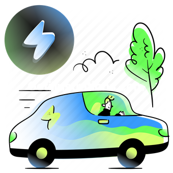 eco, electric, car, vehicle, transport, transportation, tree, man