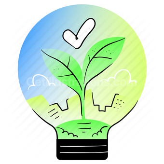 eco, lightbulb, light, checkmark, confirm, plant, leaf