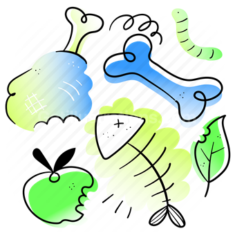 eco, organic, waste, bone, leaf, apple, worm