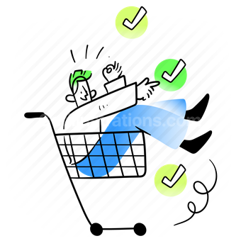 cart, checkmark, checklist, shop, store, man