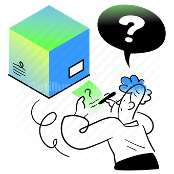 question, box, package, document, paper, page