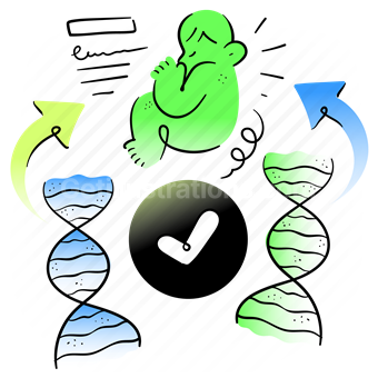 technology, dna, genetics, science, checkmark, baby, arrows