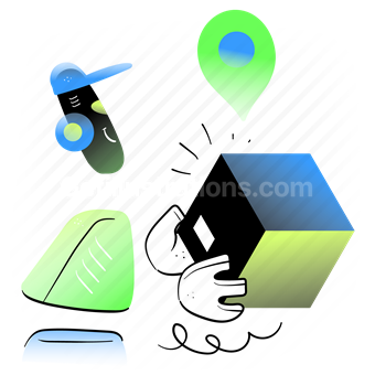 technology, invention, robot, delivery, deliver, box, package, pin, marker