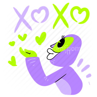 xoxo, love, kiss, heart, romance, sticker, face, smiley, character