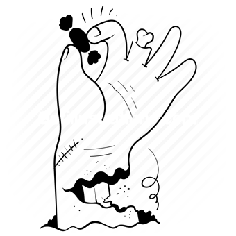 halloween, scary, spooky, season, hand, gesture, candy, monster, zombie
