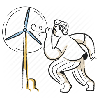 windmill, ecology, power, production, man, people, wind, electricity