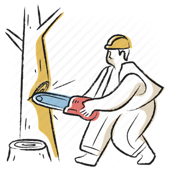 chop, saw, electric, construction, tree, deforest, worker, man, people