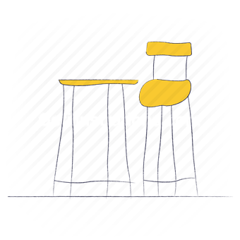 table, chair, stool, cup, mug, drink, furniture