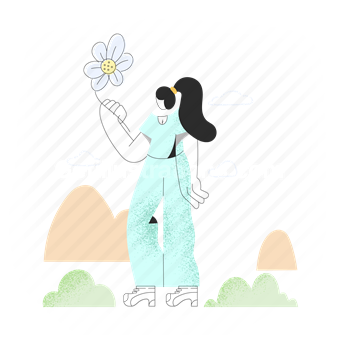 woman, female, flower, outdoors