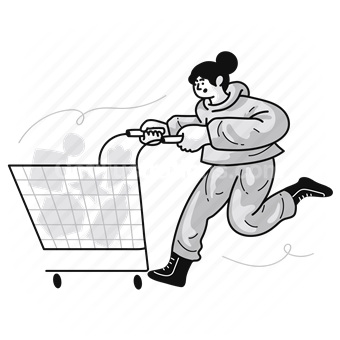 shopping, store, shop, basket, cart, item, browse, product, woman, people