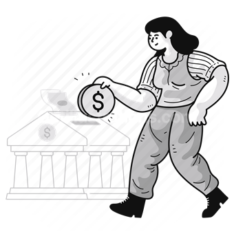 banking, bank, money, savings, investment, woman, people, building, cash