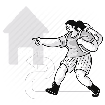 house, home, route, road, gps, map, backpack, woman, people