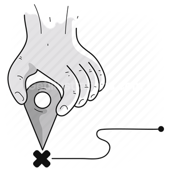 hand, gesture, marker, pin, destination, route, gps, map