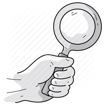 magnifier, find, scan, research, hand, gesture