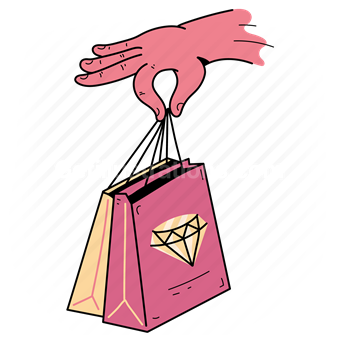 bag, diamond, gem, jewel, purchase, hand, gesture