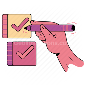 checkmark, pencil, hand, gesture, tasks, checklist