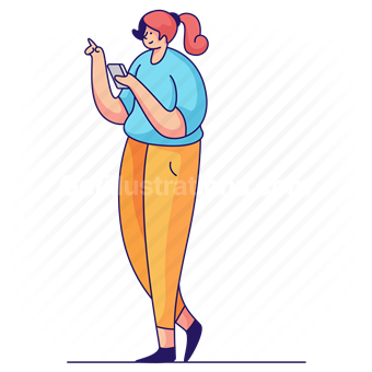 woman, smartphone, tablet, electronic, device