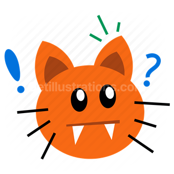 cartoon, cat, curious, question, playful