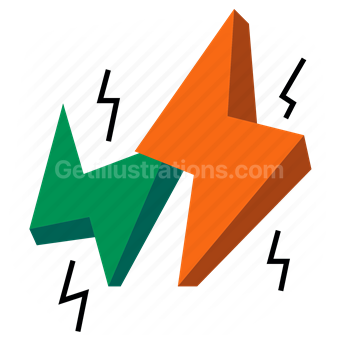 geometric shapes, lightning bolt, abstract, energy, power, technology