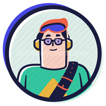 person, user, account, avatar, man, male, belt, headphones, glasses