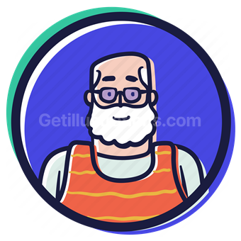 person, user, account, avatar, man, male, elder, beard, glasses
