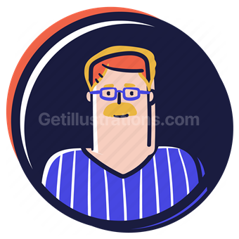 person, user, account, avatar, man, male, mustache, glasses, middle aged