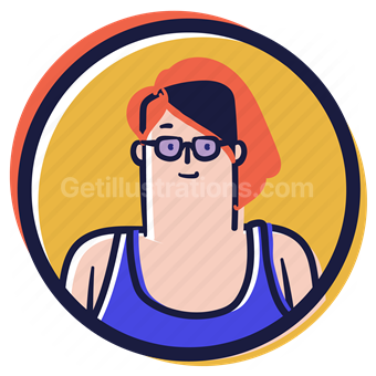person, user, account, avatar, woman, female, top, glasses, short hair