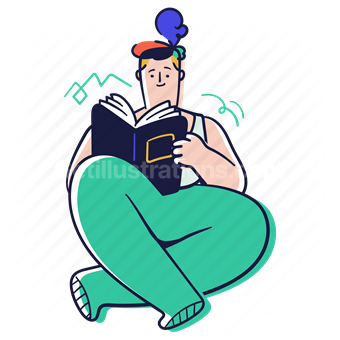library, read, book, notebook, woman