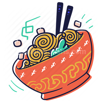 noodles, chopsticks, bowl, meal, vegetable, restaurant, gastronomy