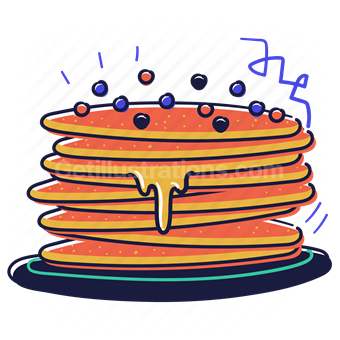 plate, pancakes, pancake, breakfast, blueberries, meal, restaurant, gastronomy