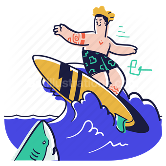 surfing, surfer, surf, sea, ocean, shark, activity