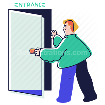 entrance, door, front door, man, login