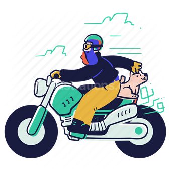 motorcycle, motorbike, dog, pet, bike, transport, vehicle