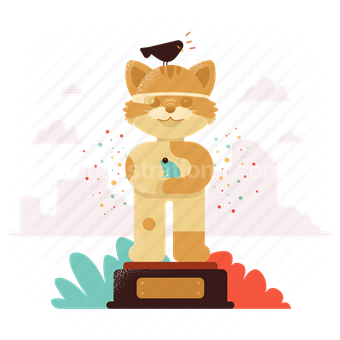 trophy, award, reward, achievement, cat