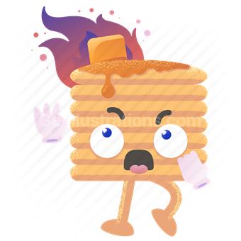 pancake, food, breakfast, fire, angry, anger, frustration, emoticon