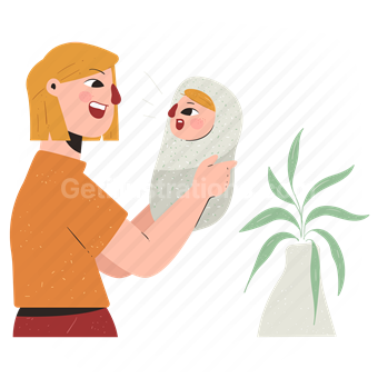 mother, son, baby, daughter, person, family, plant