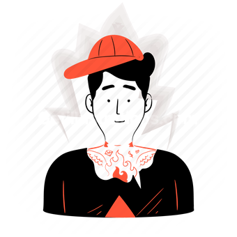 man, person, male, avatar, profile, tattoo, cap, hat