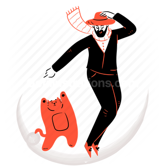 man, cat, dance, dancing, entertainment, activity