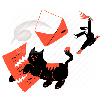 cat, mail, envelope, email, person, damage, error, mistake, document, torn