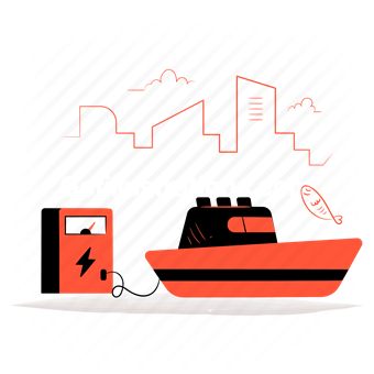 electric, boat, ship, vehicle, electricity, charge, fuel