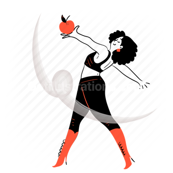 fruit, apple, healthy, organic, woman, pose, diet